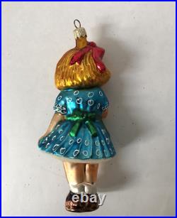 VERY RARE- Christopher Radko Little Blonde Girl in a Blue Dress Holiday Ornament