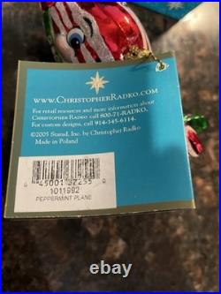 VERY RARE Christopher Radko Ornament Peppermint Plane. 2005 With Box NWT