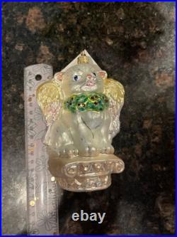 VERY RARE Vintage Christopher Radko Kitty Cloud Glass Christmas Ornament