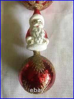 VINTAGE CHRISTOPHER RADKO SANTA ORNAMENT FROM 90 HAND MADE IN POLAND. 9 1/2 Long