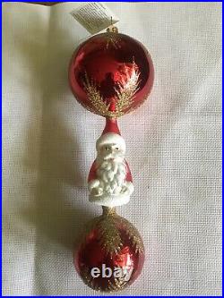 VINTAGE CHRISTOPHER RADKO SANTA ORNAMENT FROM 90 HAND MADE IN POLAND. 9 1/2 Long