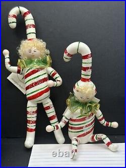 VINTAGE PAIR of Christopher Radko DANDY CANES Candy Stipe Ornaments 97-439-0