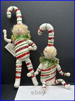 VINTAGE PAIR of Christopher Radko DANDY CANES Candy Stipe Ornaments 97-439-0