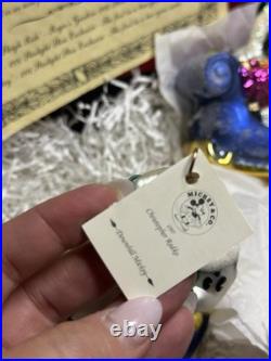 VTG 1997 Christopher Radko DISNEY Mickey ROGERS GARDEN 3 Ornament Set w Red Box