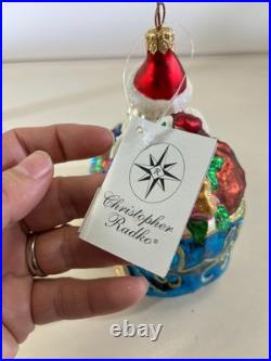 VTG 1999 Christopher Radko Roadster Santa Car Glass Ornament Christmas DS51