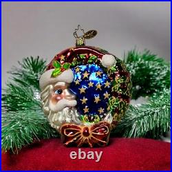 VTG 2003 Christopher Radko CRESCENT DREAMER Santa Wreath Ornament TWO Sided