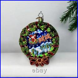 VTG 2003 Christopher Radko CRESCENT DREAMER Santa Wreath Ornament TWO Sided