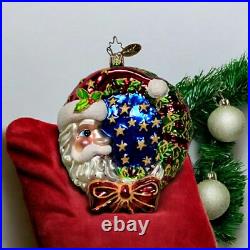 VTG 2003 Christopher Radko CRESCENT DREAMER Santa Wreath Ornament TWO Sided