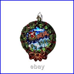 VTG 2003 Christopher Radko CRESCENT DREAMER Santa Wreath Ornament TWO Sided