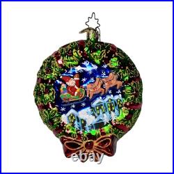 VTG 2003 Christopher Radko CRESCENT DREAMER Santa Wreath Ornament TWO Sided