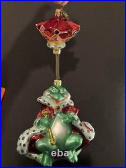 VTG Christopher Radko LILY PAD PRINCE 2 Piece Springy Frog Ornament 1010992 Box