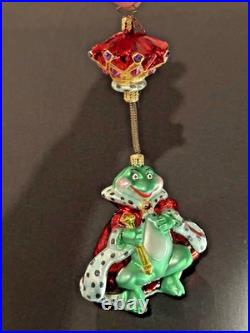 VTG Christopher Radko LILY PAD PRINCE 2 Piece Springy Frog Ornament 1010992 Box