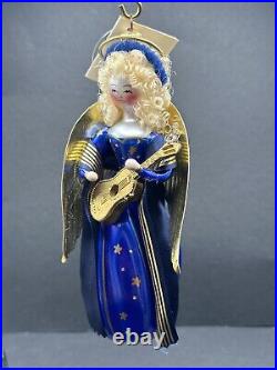 VTG Christopher Radko STAR ANGEL Italian Ornament Blue Blonde Guitar 96-081-0