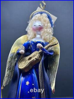 VTG Christopher Radko STAR ANGEL Italian Ornament Blue Blonde Guitar 96-081-0