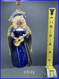 VTG Christopher Radko STAR ANGEL Italian Ornament Blue Blonde Guitar 96-081-0