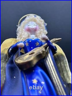 VTG Christopher Radko STAR ANGEL Italian Ornament Blue Blonde Guitar 96-081-0