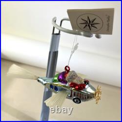 VTG Christopher Radko Through The Clouds Santa Glass Christmas Ornament 5 DS51