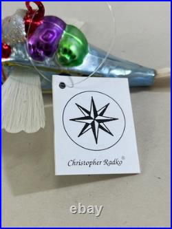 VTG Christopher Radko Through The Clouds Santa Glass Christmas Ornament 5 DS51