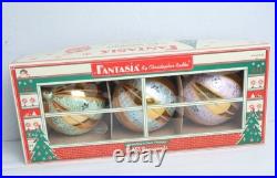 VTG Fantasia By Christopher Radko Boudoir Lace 4 Glass Ornaments & Original Box