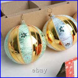 VTG Fantasia By Christopher Radko Boudoir Lace 4 Glass Ornaments & Original Box