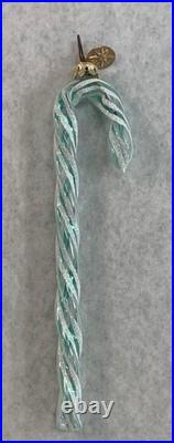 VTG RARE Christopher Radko MINT Green White Glitter TWIRLS Candy Cane Ornament