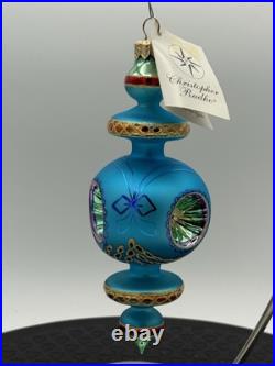 VTG Rare Christopher Radko RAZZMATAZZ Turquoise Triple Indent Ornament 98-238-0