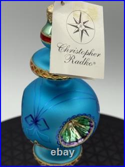 VTG Rare Christopher Radko RAZZMATAZZ Turquoise Triple Indent Ornament 98-238-0