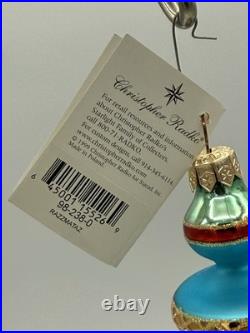 VTG Rare Christopher Radko RAZZMATAZZ Turquoise Triple Indent Ornament 98-238-0