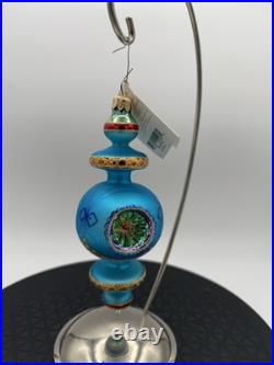 VTG Rare Christopher Radko RAZZMATAZZ Turquoise Triple Indent Ornament 98-238-0