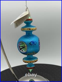 VTG Rare Christopher Radko RAZZMATAZZ Turquoise Triple Indent Ornament 98-238-0