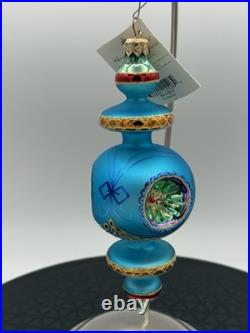 VTG Rare Christopher Radko RAZZMATAZZ Turquoise Triple Indent Ornament 98-238-0