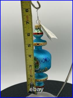 VTG Rare Christopher Radko RAZZMATAZZ Turquoise Triple Indent Ornament 98-238-0