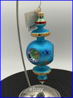 VTG Rare Christopher Radko RAZZMATAZZ Turquoise Triple Indent Ornament 98-238-0