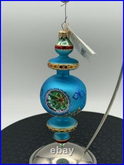 VTG Rare Christopher Radko RAZZMATAZZ Turquoise Triple Indent Ornament 98-238-0