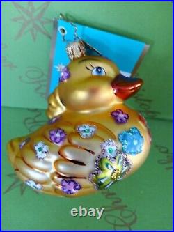 Valentine Christopher Radko Love Ducky Glass Ornament