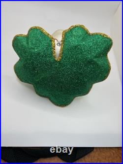 Very RARE Christopher Radko Glitter Frog Lilly Pad? Ornament MINT Large 5.5x6