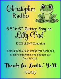 Very RARE Christopher Radko Glitter Frog Lilly Pad? Ornament MINT Large 5.5x6