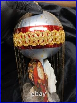 Very Rare Christopher Radko Victorian Santa Wire Wrapped 17 Mercury Glass Orn