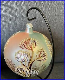 Very Rare Christopher Radko Winter Trees Frosted Glitter Glass Ball Ornament 5