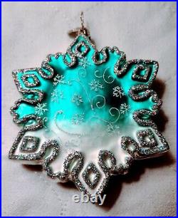 Very Rare & Vintage 2004 Christopher Radko 2-sided Snowflake Christmas Ornament