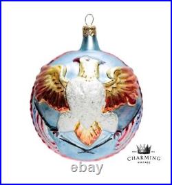Vintage 1995 Christopher Radko Liberty Eagle American Flag Round Glass Ornament