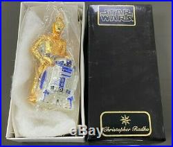 Vintage 1999 Christopher Radko Disney Star Wars C3PO R2D2 Glass Ornament 99STW01