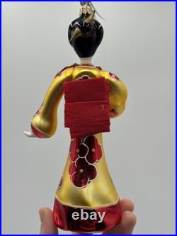 Vintage 1999 Christopher Radko Fan Dancer 7.5 Ornament Red and Gold 99-436-0