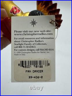 Vintage 1999 Christopher Radko Fan Dancer 7.5 Ornament Red and Gold 99-436-0