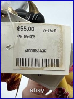 Vintage 1999 Christopher Radko Fan Dancer 7.5 Ornament Red and Gold 99-436-0