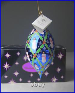 Vintage 2002 Christopher Radko Frosty Homecoming Teardrop Snowman Ornament