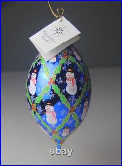 Vintage 2002 Christopher Radko Frosty Homecoming Teardrop Snowman Ornament