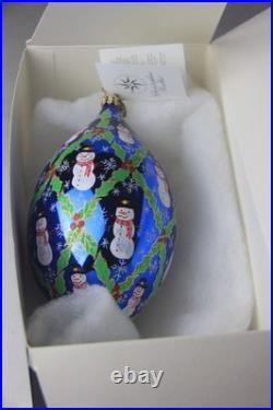 Vintage 2002 Christopher Radko Frosty Homecoming Teardrop Snowman Ornament