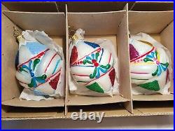 Vintage 2007 Christopher Radko, Fantasia Ice Delite glass ornaments, Set of 3