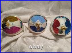 Vintage 2007 Christopher Radko, Fantasia Ice Delite glass ornaments, Set of 3